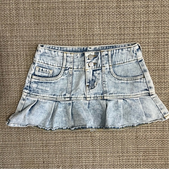 Pacsun y2k Acid Wash Denim Micro Peplum Skirt - Picture 1 of 5